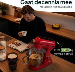Vivid Green Luxe Keukenmixer - Touchscreen Display - 7L Mengkom - 11 Snelheden - Vaatwasserbestendig - Keukenmachine - Keukenrobot - Rood — thumbnail 4