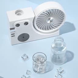 Mistventilator - Vernevelaar Ventilator - Persoonlijke Koeling - Dubbele Nozzles - 21.7 cm - Wit — thumbnail 2