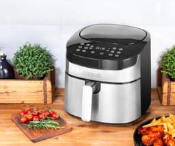 Heteluchtfriteuse XXL - Airfryer Pro - Gezond Frituren - 8 Programma's - 65 Liter - Zilver Zwart — thumbnail 3