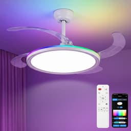 3 Blad Plafondventilator - LED Ventilator - Smart Lamp - 6 Snelheden - Bedienbaar Met Afstandsbediening & APP - 105 cm - RGB - Plafondventilatorlamp — thumbnail 1