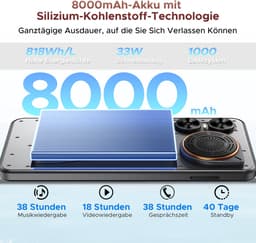 DOOGEE M30 VIP - Robuuste smartphone - 48GB RAM + 256GB ROM - 6,88 Inth HD + 120Hz - IP67 - Android 16 - 8000mAh - 64MP 0drievoudige camera - NFC - Vingerafdruk - 135dB luidspreker - Face ID - Volledige accessoirebundel - Zwart — thumbnail 3