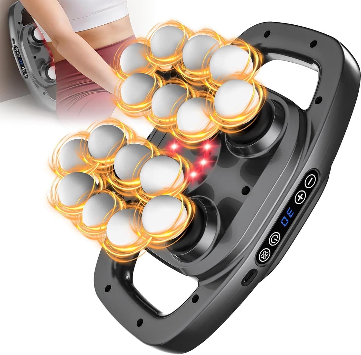 SnelShoppen - Massage Gun met 16 Koppen, 3 Modi & 30 Intensiteiten – Elektrische Diepe Weefselmassage voor Ontspanning van Rug, Benen & Nek — afbeelding 1