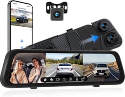 SnelShoppen - 3-Kanaals Dashcam met App, 9.66-inch IPS Touchscreen, Nachtzicht, Loopopname, 24-Uur Parkeerbewaking, G-Sensor, Parkeerhulp — thumbnail 1
