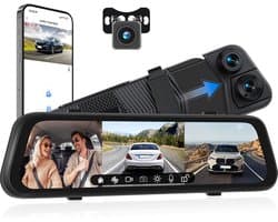 SnelShoppen - 3-Kanaals Dashcam met App, 9.66-inch IPS Touchscreen, Nachtzicht, Loopopname, 24-Uur Parkeerbewaking, G-Sensor, Parkeerhulp