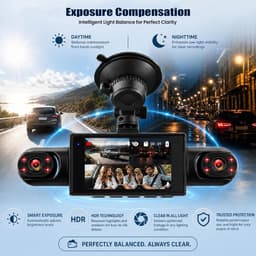 SnelShoppen - SIXTOP 4 camera's dashcam 360° rondomzicht auto DVR - 1080P Full HD, 3 inch IPS-display, nachtzicht, bewegingsdetectie, loop-opname & ac — thumbnail 4