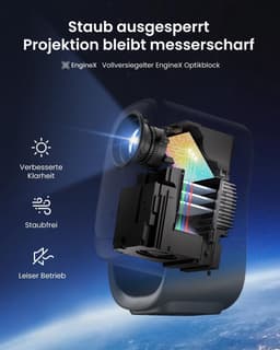 SnelShoppen - Mini Video Projector 1080p met Autofocus, Dolby Audio, Wi-Fi 6, Bluetooth 5.2, 190° Tilt, Ideaal voor Feest, Camping, Thuisbioscoop — thumbnail 4