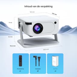 Mini Beamer 720P - Projector - Draadloze Projector - Android Beamer – WiFi 6 – Bluetooth 5.0 – Compact Formaat – Lage Geluidsproductie – Thuisbioscoop - 1 stuk - Wit — thumbnail 3