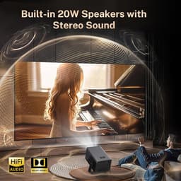 SnelShoppen - X7 Projector Native 1080P / 2000 ANSI - Android 14 - Draagbare Beamer voor Feesten, Camping, Thuisbioscoop - Compact en Krachtig — thumbnail 4