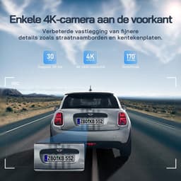 SnelShoppen - WOLFANG Dashcam Auto Voor Achter 4K WiFi, Ultra Nachtzicht, 170° Groothoek, WDR, 24-uurs Parkeermodus, G-sensor, Loop Recording — thumbnail 3