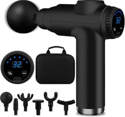 SnelShoppen - Mini Spiermassagepistool met 32 Verstelbare Niveaus, 3500 tpm, 6 Massagekoppen, Draagbaar en Lichtgewicht, LCD-scherm voor Spierpijnverl — thumbnail 1