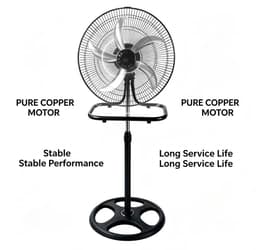 House Of Atelier - 3-in 1 Ventilator - Staande, Tafel en Muur Ventilator - 65 W vermogen - Verstelbare hoogte - 3 Snelheden - Zwart — thumbnail 3