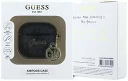 Guess Hoesje geschikt voor AirPods 4 / 5 | Premium Eco-leder en Duurzaam PC | met Charm | Robuust | Zwart — thumbnail 4