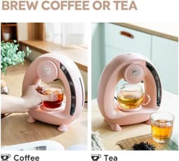 i Cafilas Mini Q Americano Koffiezetapparaat voor gemalen koffie, 2-in-1 koffiezetapparaat, Mini One Cup koffiebrouwer/theemaker met koffiefilter, elektrisch koffiezetapparaat mini, 120-240 ml, roze — thumbnail 2