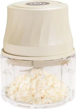 Knoflook Hakker Keukenmachine - Mini Hakker Foodprocessor - Groente Snijden - Draadloos USB Oplaadbaar - 350ml - Crèmekleurig — thumbnail 1
