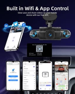 SnelShoppen - NHOPEEW 4-kanaals dashcam met 360° zicht - 3 inch 1080p auto dashcam met 4 camera's, loop-opname, G-sensoren, wifi-app, nachtzicht, 24-u — thumbnail 4
