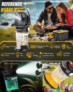 Velmio MistFan Pro - Vernevelaar - Mistventilator - Draagbare Ventilator - Water reservoir 2 L - Camping Ventilator - Multifunctioneel met Ledverlichting - Zwart — thumbnail 5