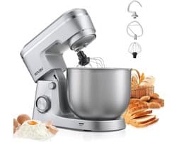 Keukenmachine - Mixer Bakken - Grote Hoeveelheden Maken - 10 Snelheden - 5.7 Liter Kom - Zilver