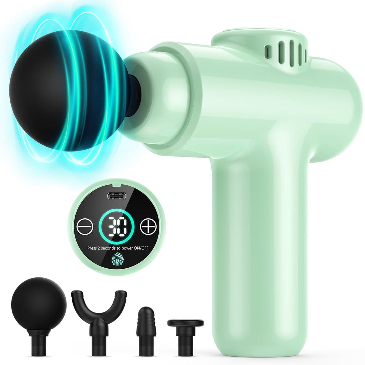 SnelShoppen - Mini Massagepistool voor Diepteweefselmassage, Draagbaar Massageapparaat met 30 Snelheden en LCD-Touchscreen voor Spierpijn en Stijfheid — afbeelding 1