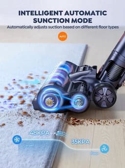 Steelstofzuiger - Vacuum Cleaner - Draadloze Stofzuiger- Kruimeldief Snoerloos - 500W - 48KPa - Handstofzuiger - 1.5L Stofreservoir - Automatische Zuigkracht Aanpassing - Ideaal voor Huisdierharen, Tapijt en Harde Vloeren — thumbnail 5