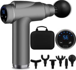 Spier Massage Gun - Percussie Massager - Spierherstel - 32 Snelheden - 15 x 5 x 20 cm - Grijs — thumbnail 1