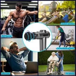 Massagepistool - Percussiemassager Draagbaar - Spierherstel Ontspanning - 99 Snelheden 8 Koppen - 770 g - Grijs — thumbnail 2