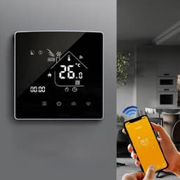 Slimme Thermostaat - Temperatuurregelaar - Verwarming Instellen - Microcomputer Controle - 86 x 86 cm - Zwart — thumbnail 3