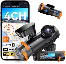 Dashcam - 4-kanaals - Hoge resolutie video-opnames - Nachtzicht met infrarood - Voor auto — thumbnail 1
