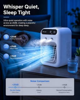 Luchtkoeler - Draagbare airconditioner - Draagbare koelventilator - Stille mobiele airco met 500mL watertank - Zonder Afvoerslang - Voor kamer slaapkamer kantoor — thumbnail 4