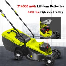 Elektrische Grasmaaier - Accu Grasmaaier Zelfrijdend - Gazon Onderhouden - Borstelloze Motor - 33 cm Maaibreedte - Zwart — thumbnail 2