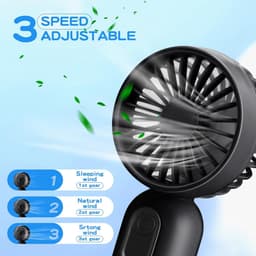 Set van 6 mini draagbare ventilatoren, schattig en lichtgewicht, compact en draagbaar, 3 windsnelheden, USB oplaadbaar, unisex, geschikt voor binnen- en buitengebruik, make-up en op reis (zwart, roze, paars). — thumbnail 3