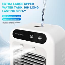 Draagbare airconditioning, persoonlijke verdampingsluchtkoeler, 2 snelheden, 2 koele nevels, kleine airconditioningsventilator, desktopkoelventilator, draagbare AC voor kamer, kantoor, bureau — thumbnail 4