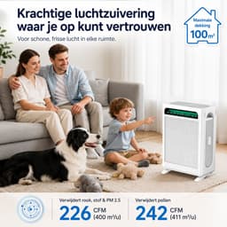 DPLUNIQ Luchtreiniger - Luchtzuiveraar - Air Purifier - Luchtreiniger Met HEPA-filter - 100m² - Stille Slaapmodus - 16,5x31x41cm - Wit — thumbnail 2