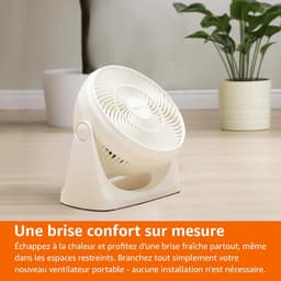 Witte, draagbare bureauventilator, stille werking, 3 snelheden, 90° verstelbare kantelhoek, wit, 20*8,5*21,5 cm — thumbnail 3