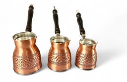 Turkse koperen koffiepot (Cezve) - Handgemaakt, 400 ml, inductie — thumbnail 2