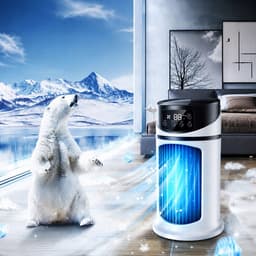 Draagbare Airco - Torenventilator - Mobiele Aircooler - Ventilator Staand - Tower Fan - met Nevelkoeling & Timer - 6 Snelheden - 300 ml - USB - Persoonlijke Koeler - Voor Slaapkamer & Woonkamer & Kantoor — thumbnail 5