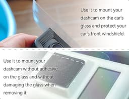 Verpakking met 8 stickers, compatibel met dashboardcamera, transparante kleefpads voor voorruiten, antistatische folies — thumbnail 4