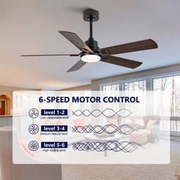HAUSS SPOLE Plafondventilator Met Verlichting – 132 cm – Omkeerbare DC-Motor – Metaal En Hout – Zwart En Donker Walnoot — thumbnail 3