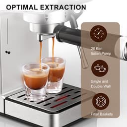 Espressomachine van 20 bar-Compact ontwerp met stoomfunctie voor het opschuimen van melk-gemaakt van roestvrij staal-met een verwijderbaar waterreservoir van circa 1,18 liter-geschikt voor het maken van cappuccino's en lattes — thumbnail 3