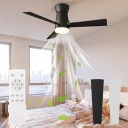 Plafondventilator met Lamp Zwart – 3 Bladen, Afstandsbediening, LED & 6 Snelheden — thumbnail 3