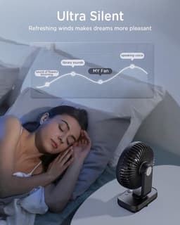 Solvix tafel ventilator geluidloos - Tafelfan - Zwart - Automatische Oscillatie - Oplaadbare Accu - Voor Thuis en Onderweg — thumbnail 4