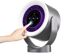 LISM-USB oplaadbare bureauventilator – ultrastil (<35 dB), LED-touchbediening, 100 snelheidsinstellingen, 360° draaibaar, Geschikt voor wandmontage of gebruik op een bureau, timer en nachtlampje, ideaal Geschikt voor slaapkamers, kantoren en op reis. — thumbnail 1