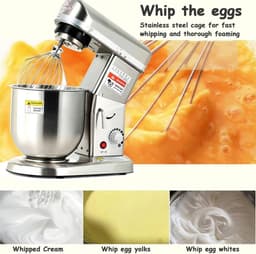 Deegmixer Staande Mixer - Keukenmachine Kneedmachine - Bakken en Koken - Krachtige 500W Motor - 10 Liter Kom - Zilver — thumbnail 5