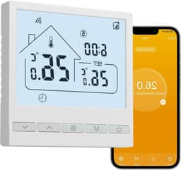 Slimme Thermostaat - Kamerthermostaat Verwarming - Energie Besparen - Wifi & Spraakbesturing - 3A 240V - Wit — thumbnail 1