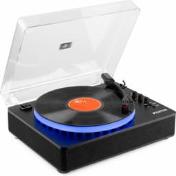 Retro platenspeler Bluetooth (in & out) - Fenton RP162LED - Platenspeler met ingebouwde speakers - Multicolour LED-ring - Zwart — thumbnail 1
