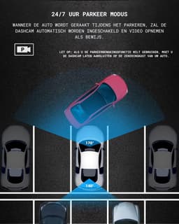 Dual Dashcam - Voor En Achter - 1080p Resolutie - 24/7 Parkeren Monitor - Bewegingssensor - Zwart - Inclusief SD Kaart — thumbnail 4
