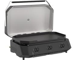 Cozze® G-800 Gas Plancha BBQ met Deksel - 3 Gasbranders - Grote BBQ Bakplaat voor Buiten Koken - 7,5 kW - Edelstaal/Zwart - Outdoor Cooking