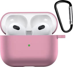 Hoesje - Geschikt voor Apple AirPods 3 - met Clip - Siliconen Hoes - Silicone Case Cover - Lichtroze — thumbnail 1