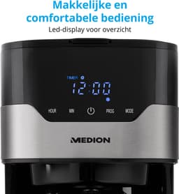MEDION koffiezetapparaat met thermoskan en timer (filterapparaat, 8 kopjes, 1,2 liter, 900 watt, 3 standen, warmhoudfunctie, timer, anti-druppel, display, MD18458) roestvrij staal — thumbnail 3