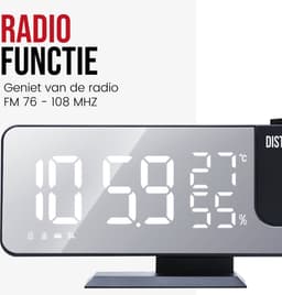 DistinQ Wekkerradio met Projectie en USB - Projectiewekker  - Weerstation temperatuur aanduiding - Snooze-functie — thumbnail 2