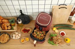 Swiss Pro+ - SP-DAF7LR - airfryer XXXL - Intelligente Heteluchtfriteuse Digitaal- 7 L - XXXL - New Model 2026 - GRATIS Recepten Boek - Touchscreen - TURBO Opwarmen - Rood - 7 liter — thumbnail 5